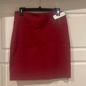 New! Red Margaret M Odela Houndstooth Pencil Skirt, Petite M